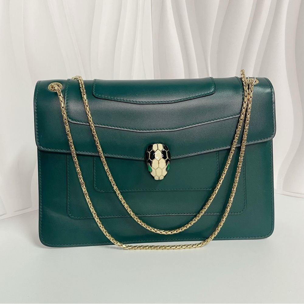 Bvlgari Serpenti Forever Shoulder Bag Leather Medium Green